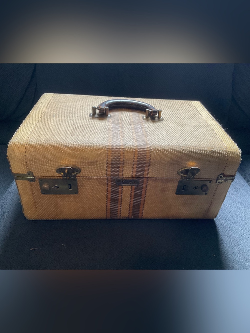 Luce Vintage Luggage Train Case - Brown/Yellow